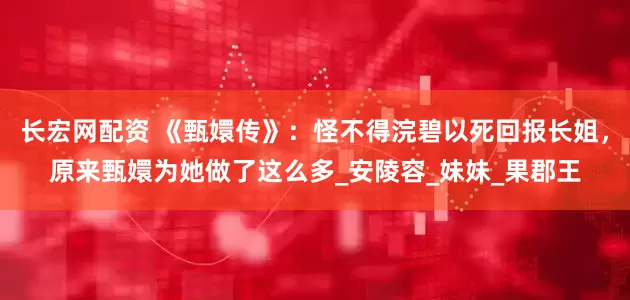 长宏网配资 《甄嬛传》：怪不得浣碧以死回报长姐，原来甄嬛为她做了这么多_安陵容_妹妹_果郡王