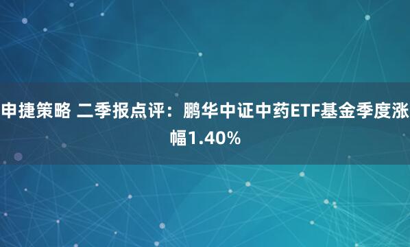 申捷策略 二季报点评：鹏华中证中药ETF基金季度涨幅1.40%